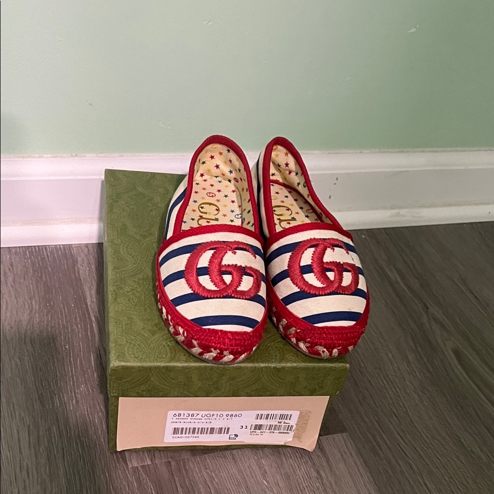 Gucci Red and Blue Striped Espadrilles